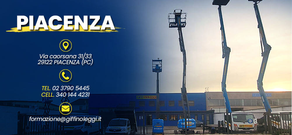 corso piattaforma aerea Piacenza