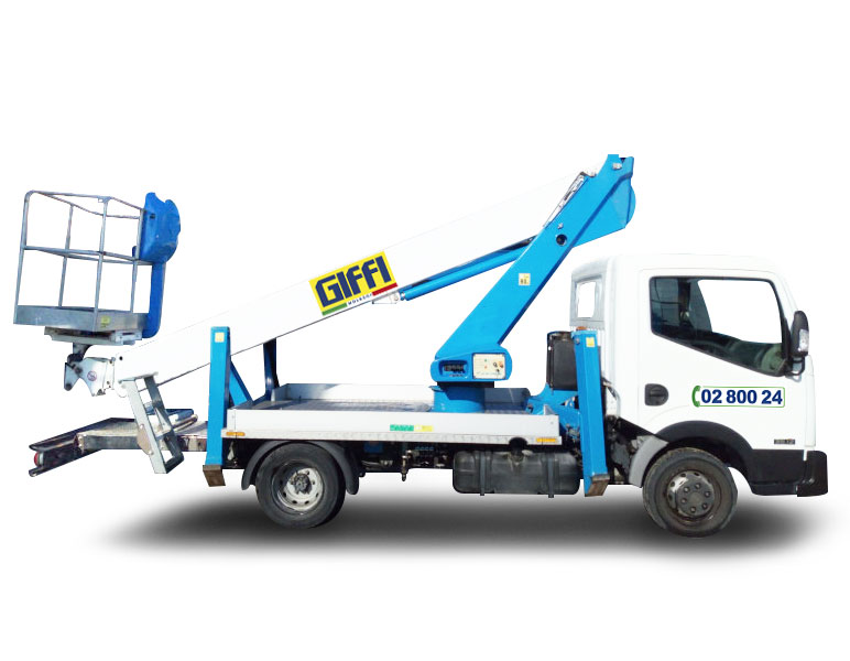 noleggio piattaforma aerea autocarrata 18 m Patente B Teramo