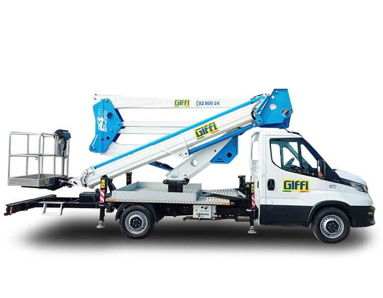 noleggio piattaforma aerea autocarrata 24 m Patente B Milano