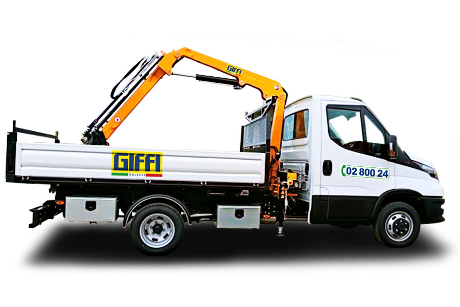Noleggio furgone cassonato ribaltabile e gru