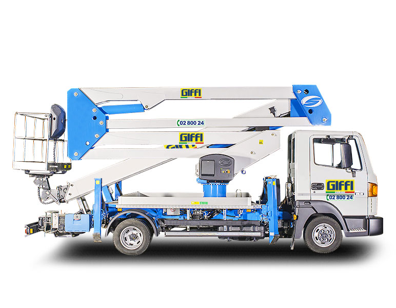 noleggio piattaforma aerea autocarrata 28 m Patente C Milano