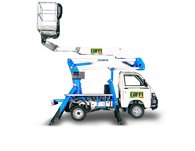 noleggio piattaforma aerea autocarrata 14 m patente B Milano